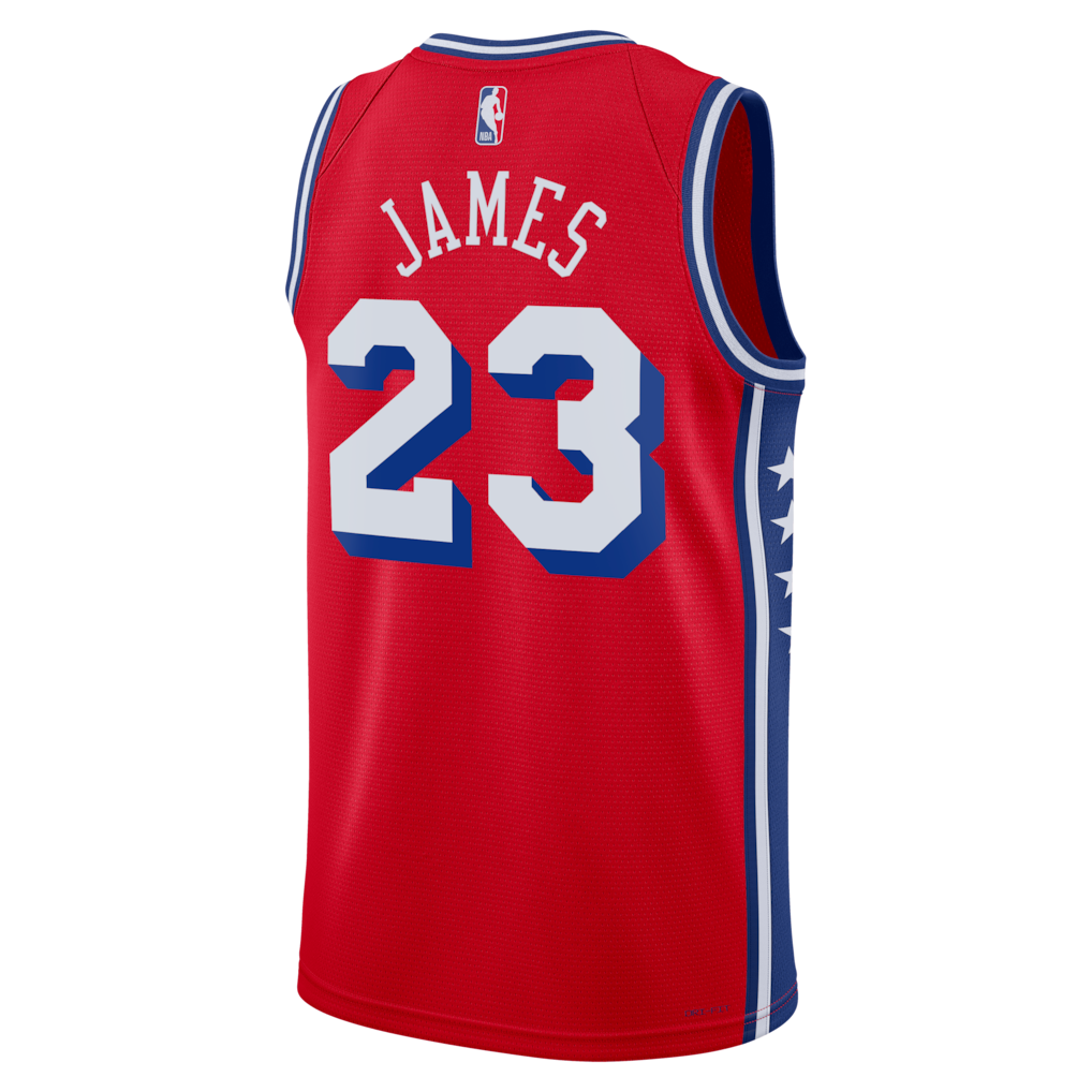 Unisex Philadelphia 76ers LeBron James Jordan Brand Red Swingman Jersey - Statement Edition