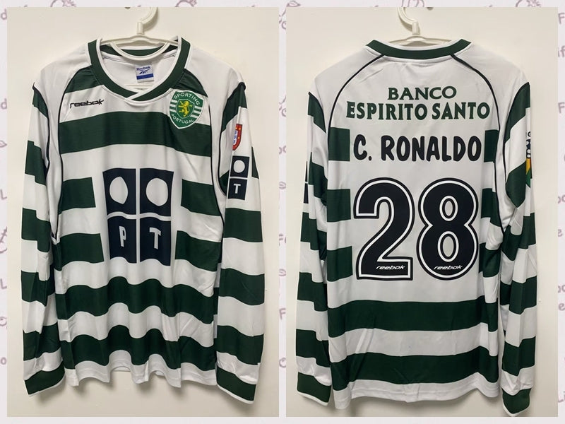 Cristiano Ronaldo CR7 Sporting Lisbon 01/03 Home Long-sleeve Retro Jersey