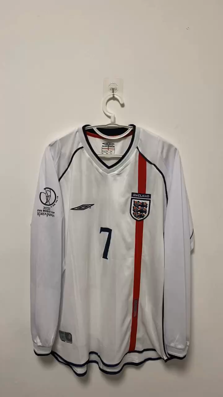 David Beckham England National Team 2002 Home Original Retro Jersey