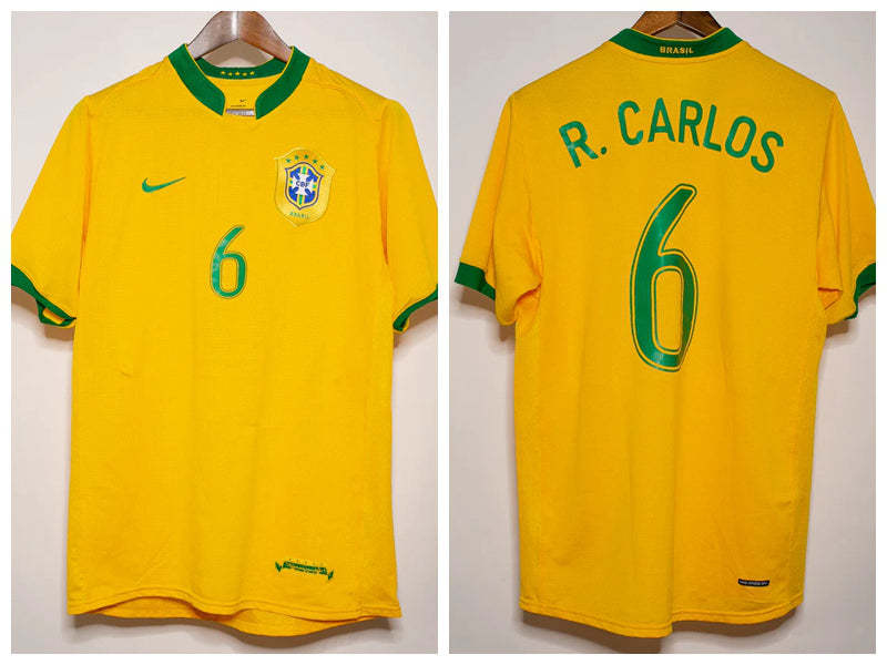 R Carlos Brazil National Team 2006 Home Original Retro Jersey