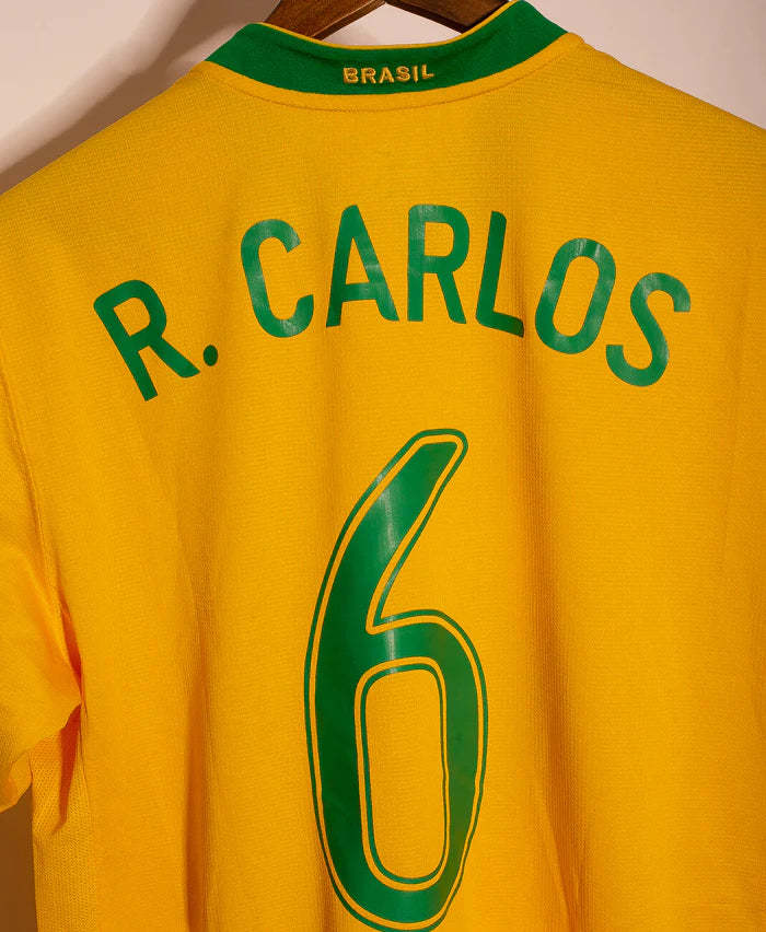 R Carlos Brazil National Team 2006 Home Original Retro Jersey