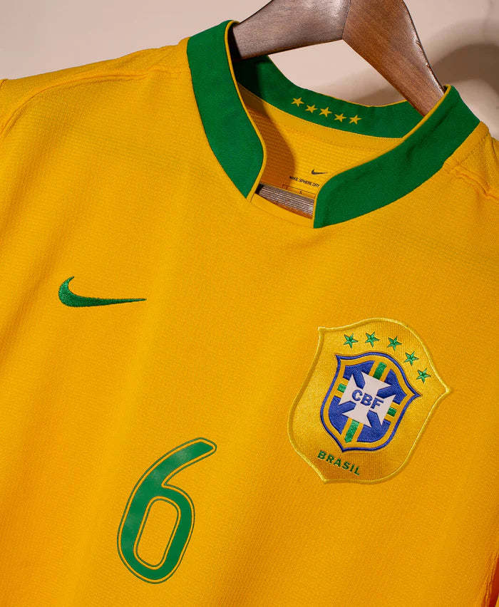 R Carlos Brazil National Team 2006 Home Original Retro Jersey