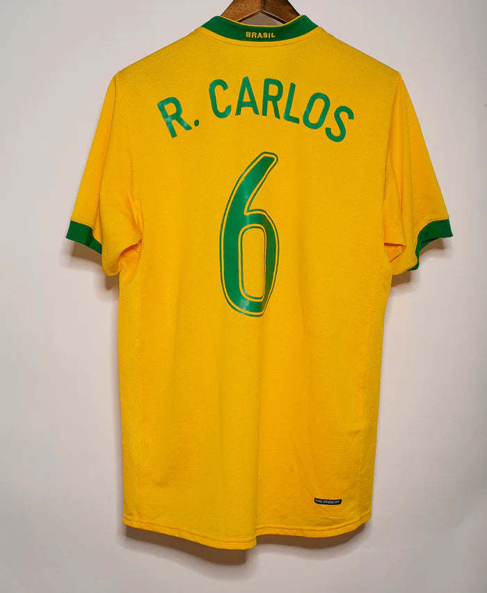 R Carlos Brazil National Team 2006 Home Original Retro Jersey