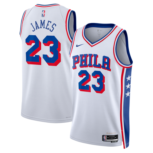 Unisex Philadelphia 76ers LeBron James Nike White Swingman Jersey - Association Edition