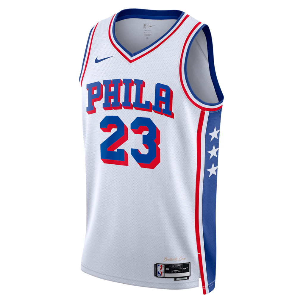 Unisex Philadelphia 76ers LeBron James Nike White Swingman Jersey - Association Edition