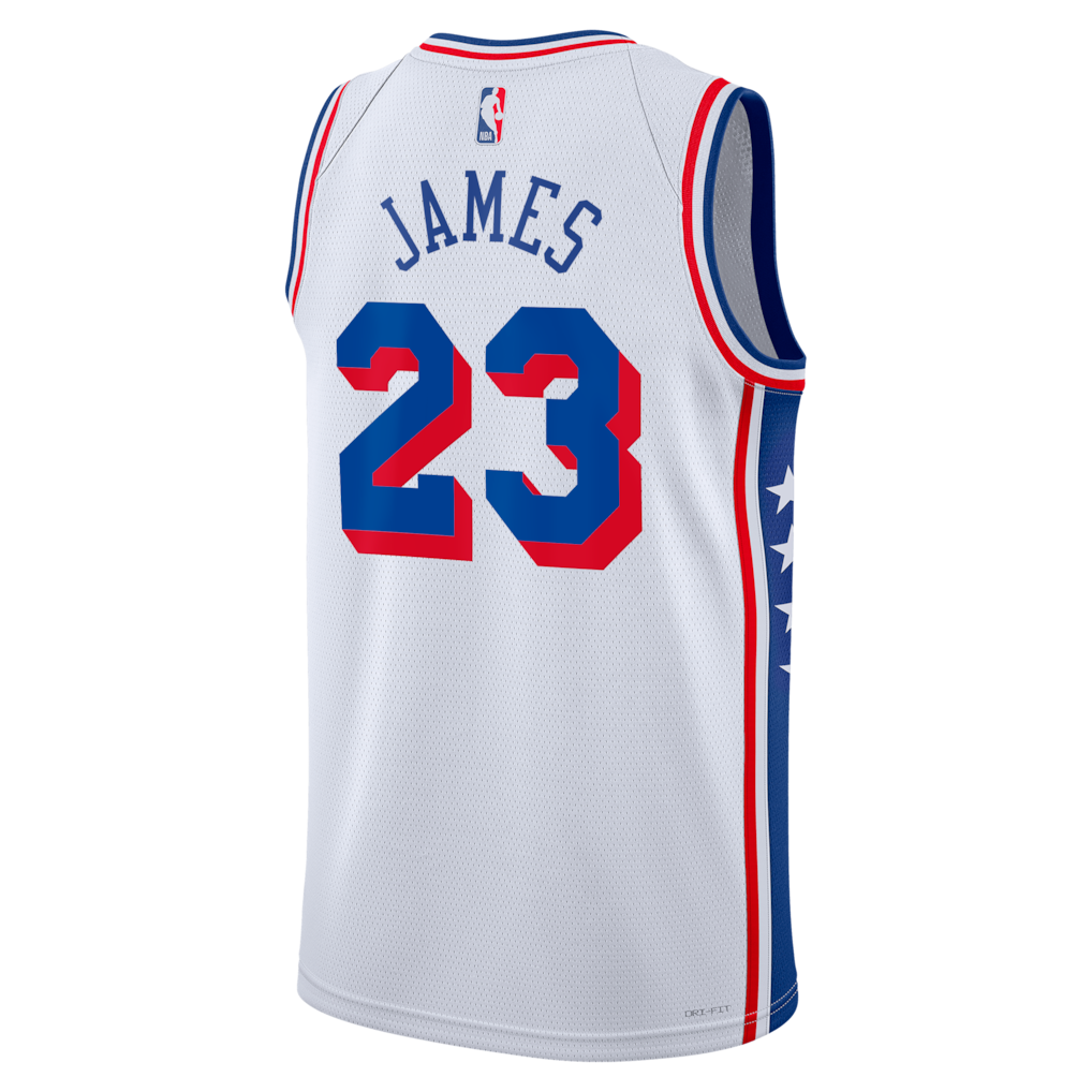 Unisex Philadelphia 76ers LeBron James Nike White Swingman Jersey - Association Edition